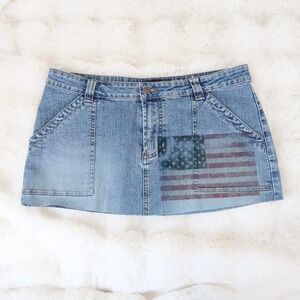 vintage american flag denim micro mini skirt